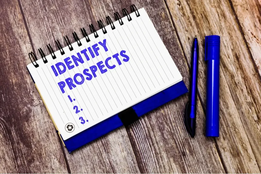 notebook with blue ink saying identifying prospects