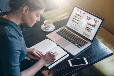 Woman on computer mental health