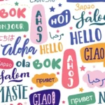 multilingual poster saying hello