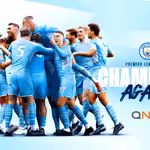 Manchester City celebrating being the 2022 champions