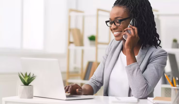 Female entrepreneur on the phone