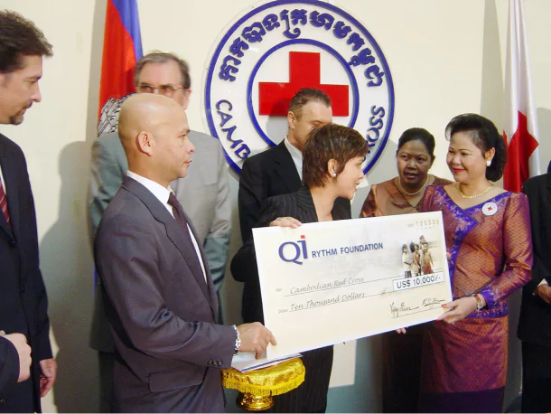 cambodia red cross donation Mr.bismark with red cross 