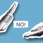 Say no campaign with to hands offering and the other saying no with a blue background