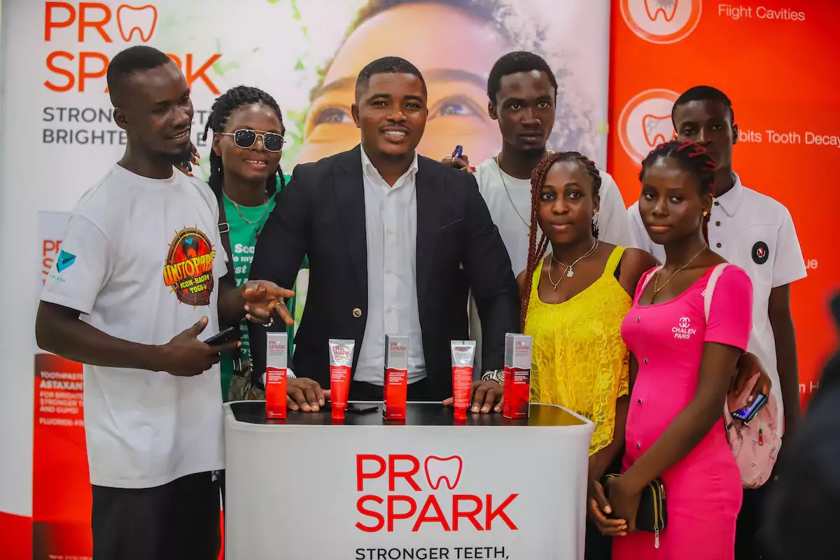 ProSpark toothpaste booth at QNET products expo in Togo