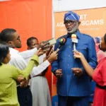 Biram Fall addresses the media in Ghana