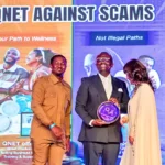 QNET receiving their award at IPRA ceremony in Ghana