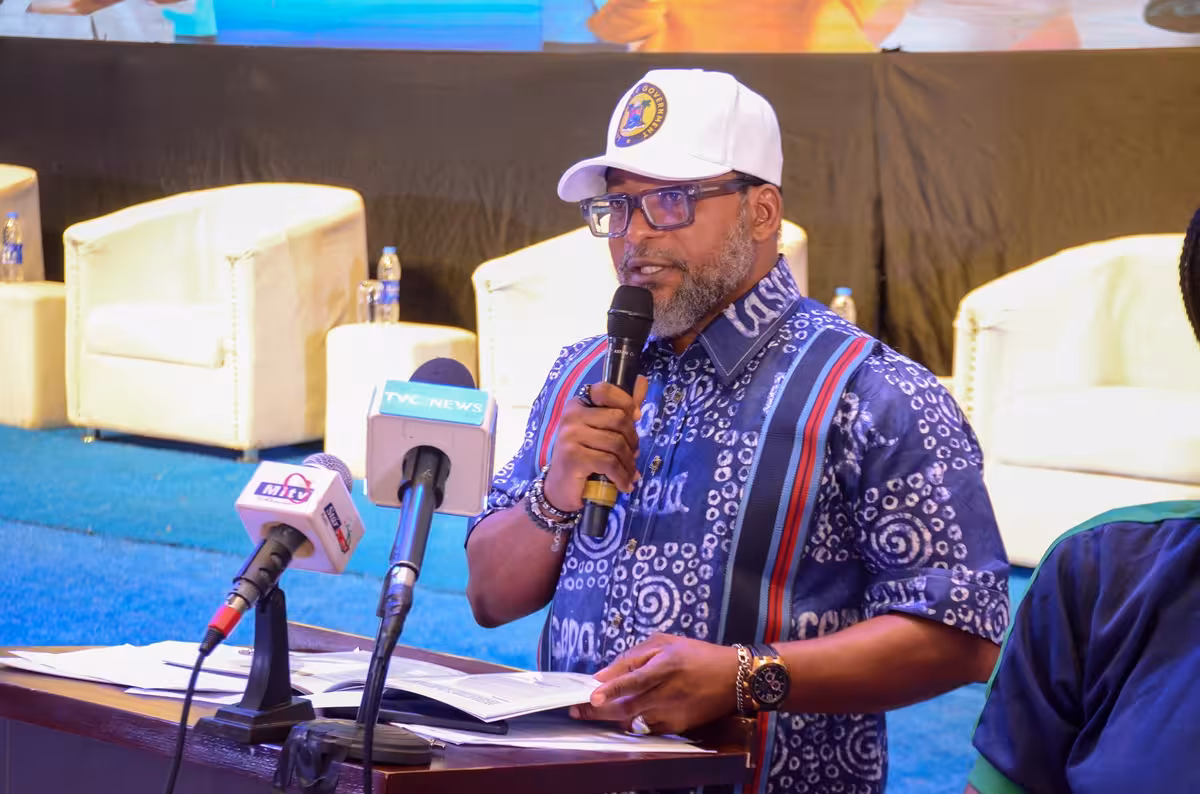 LASCOPA representative speaking at an event in Lagos